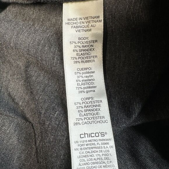 Chicos Ponte Knit Slim Ankle Pant 1 (US 8/Med) Tan Floral Shimmer Slimming EUC - Picture 6 of 9